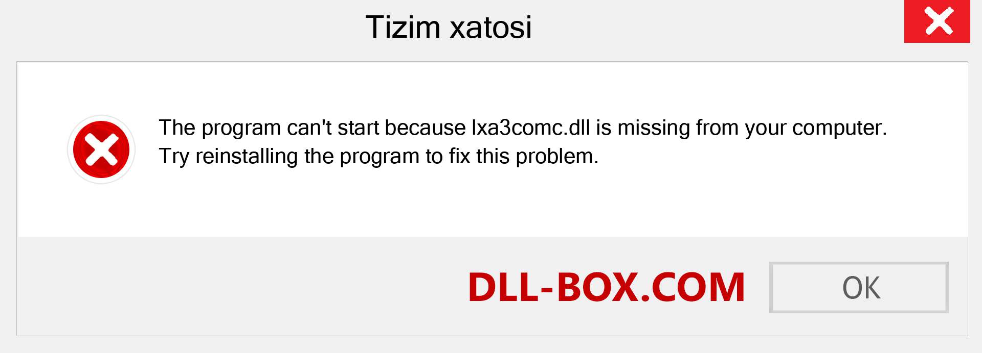 lxa3comc.dll fayli yo'qolganmi?. Windows 7, 8, 10 uchun yuklab olish - Windowsda lxa3comc dll etishmayotgan xatoni tuzating, rasmlar, rasmlar